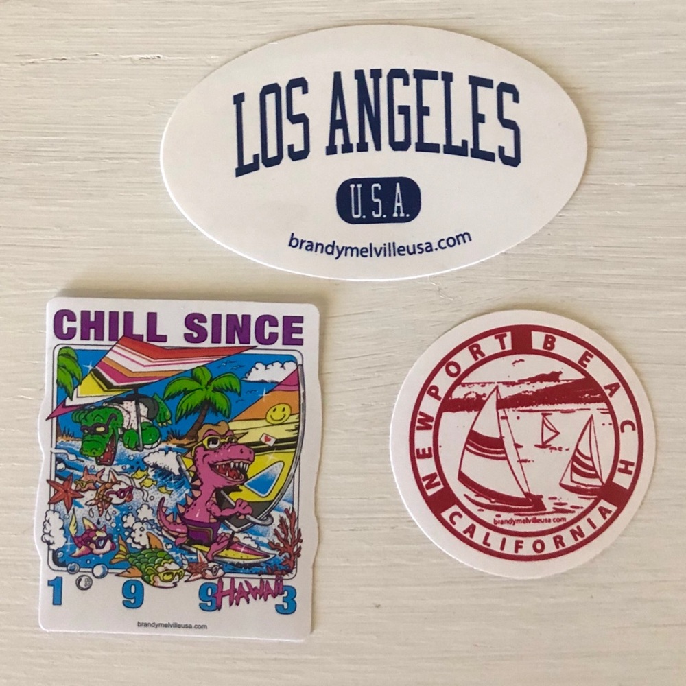 rare brandy melville stickers (pack of 3)